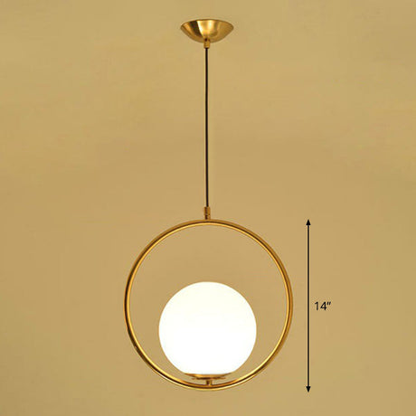 Modern Milky Glass Single-Bulb Pendant Light For Kitchen Ball Design Hanging Ceiling Lighting