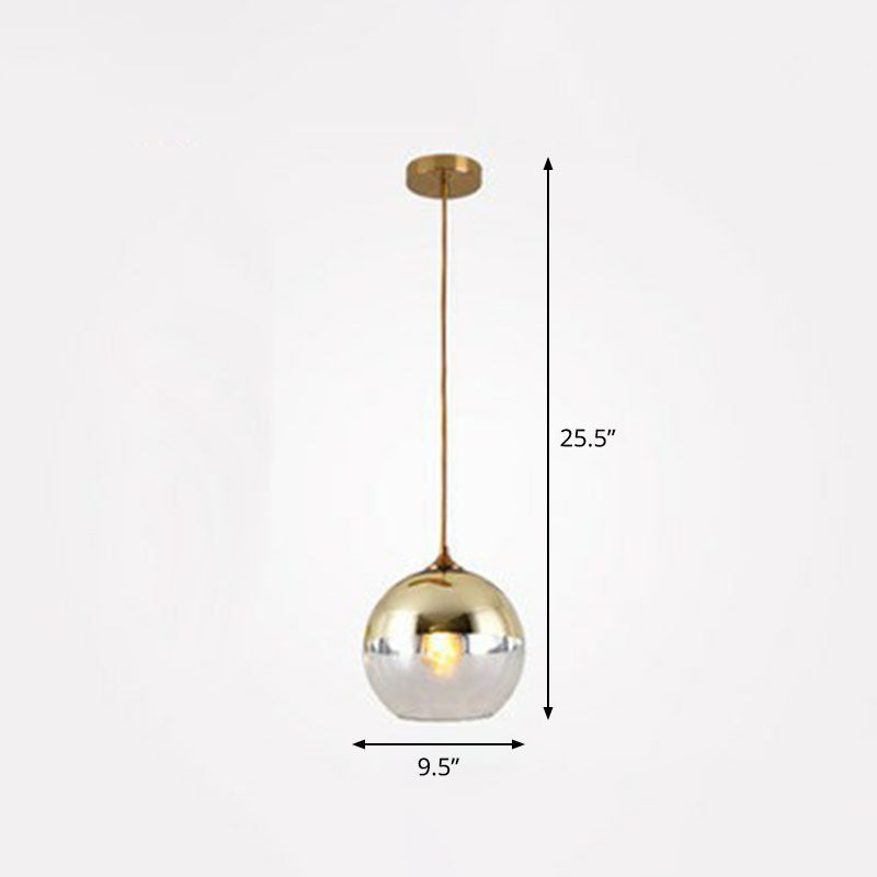 Sleek Electroplate Glass Pendant Light For Dining Room - Postmodern Single Ceiling Hang Design