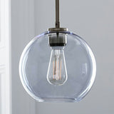 Sleek 1-Light Suspension Pendant With Globe Glass Shade - Perfect For Dining Room Ceilings
