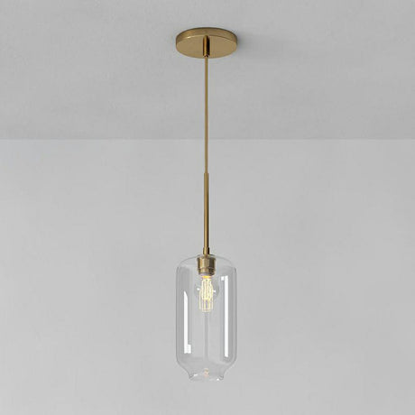 Clear Glass Mug Pendant Light With Simple Design Gold Finish And Suspension / C