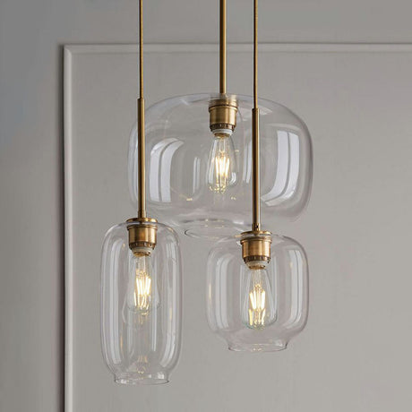 Clear Glass Mug Pendant Light With Simple Design Gold Finish And Suspension