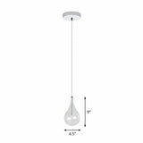 Chic Water-Drop Led Pendant Lamp In Clear Glass And Chrome For Snack Bar Ceiling