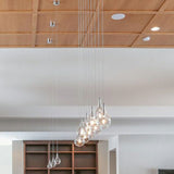 Chic Water-Drop Led Pendant Lamp In Clear Glass And Chrome For Snack Bar Ceiling