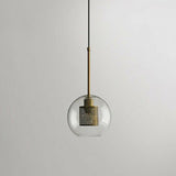 Clear Glass Geometric Pendant Lamp With Mesh Guard - Postmodern Design / Globe