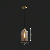 Modern Bedroom Hanging Lamp With Double Glass Cloche Shade Cognac