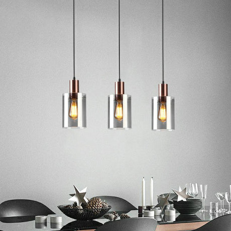 Smoke Grey Glass Pendant Light - Rose Gold Bottle Shaped Postmodern Hanging Fixture