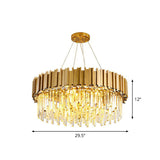 Minimalist Gold Crystal Chandelier For Living Room: Prismatic Pendant Light
