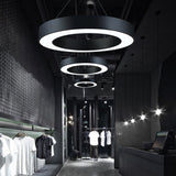 Black Metal Loop Led Chandelier Pendant Light For Gym