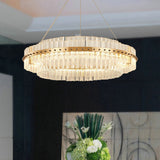 19.5 Contemporary Crystal Led Gold Chandelier- Adjustable Hanging Cords