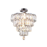 Modernist Crystal 5-Light Flush Ceiling Light In Chrome - Droplets Collection