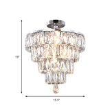 Modernist Crystal 5-Light Flush Ceiling Light In Chrome - Droplets Collection