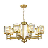 Modern Crystal Radial Hanging Chandelier With Brass Finish - Perfect For Bedroom Lighting