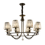 Modern Crystal Pendant Light In Black - Tapered Design 4/6/8 Lights Hanging From Ceiling