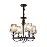 Modern Crystal Pendant Light In Black - Tapered Design 4/6/8 Lights Hanging From Ceiling