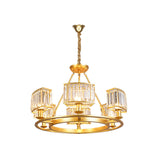 Modern Black/Gold Circle Crystal Ceiling Chandelier - 4/6 Lights Hanging Fixture For Bedroom