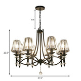 Contemporary Crystal Chandelier With Adjustable Chain - 4/6/8 Black Lights
