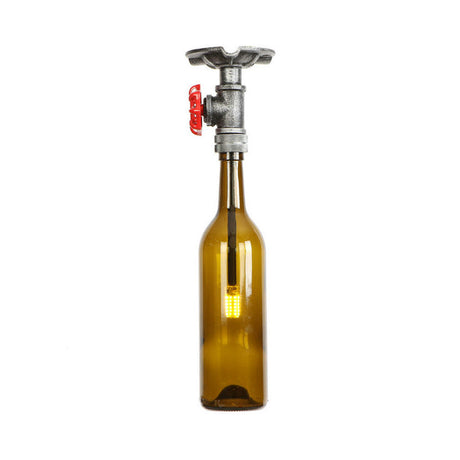 Vintage Indoor Ceiling Mounted Fixture: 1-Light Semi-Mount With Wine Bottle Glass Shade & Valve In