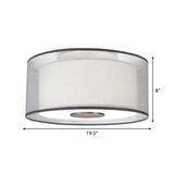 Classical White Fabric Drum Flush Mount Lamp - 4 Lights Ceiling Light Fixture 16’/19.5”/23.5’ Wide