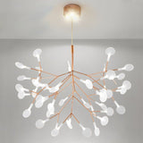 Leaf-Shaped Gold Acrylic Led Ceiling Chandelier - Minimal Pendulum Light For Living Room 63 /