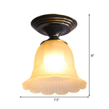 Classic Flared Glass Flush Mount Lamp: 1-Light Beige Ceiling Lighting For Living Room