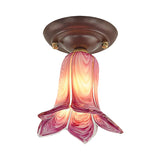 Traditional Glass Flush Ceiling Light Fixture - Flower Shaped White/Yellow/Purple 1 For Living Room