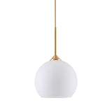 Brass Finish Hanging Pendulum Light With White Glass Dome - Simplicity Design Single-Bulb