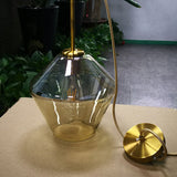 Diamond-Shaped 3-Bulb Gold Pendant Ceiling Light With Blown Glass