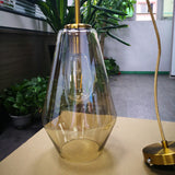Diamond-Shaped 3-Bulb Gold Pendant Ceiling Light With Blown Glass