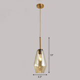 Diamond-Shaped 3-Bulb Gold Pendant Ceiling Light With Blown Glass