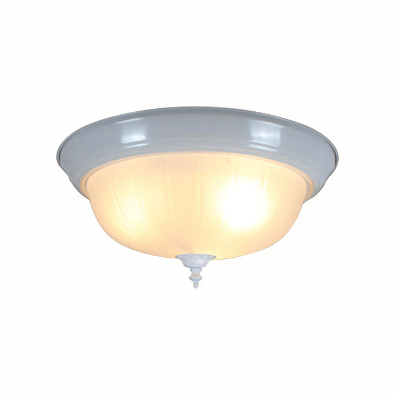 Traditional White Glass Bowl Flush Mount Lamp For Living Room 13’/15’ Wide
