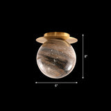 Nordic 1-Light Stained Glass Flush Mount Lamp: Elegant Brass Finish Ceiling Light For Corridor Brown