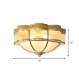 Traditional Brass Flushmount Lighting With Frost Glass And Scalloped Edge