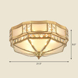 Octagonal Flush Mount Ceiling Light With Crystal Accent - Classic Brass Finish / 21.5