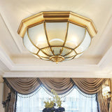 Minimalist Opaque Glass Domed Flushmount Ceiling Light For Dining Room