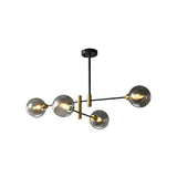 Minimalist Black And Brass Glass Dome Chandelier For Dining Room Suspended Lighting 4 / Smoke Gray