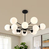 Nordic Frosted White Glass Chandelier For Dining Room - Black Bubbles Lighting