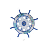 Contemporary Blue Led Flush Ceiling Light Fixture For Nursery With Wood Rudder Design / 18 Third