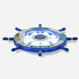 Kids Style 8-Bulb Led Flush Ceiling Light - Rudder Wooden Flushmount With Fishnet Deco Dark Blue /