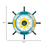 Kids Style 8-Bulb Led Flush Ceiling Light - Rudder Wooden Flushmount With Fishnet Deco Blue / 24.5