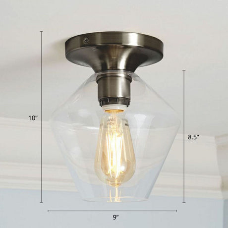 Geometric Glass Flushmount Light - Sleek And Simple Ceiling Fixture For Balcony More Black / C