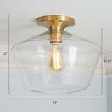 Geometric Glass Flushmount Light - Sleek And Simple Ceiling Fixture For Balcony More Gold / A
