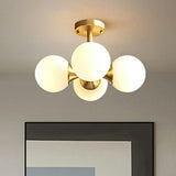 Minimalist Gold Ceiling Light With Opal Glass Shade - Ideal For Bedroom Design