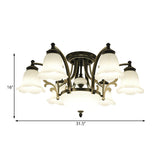 Vintage Floral White Glass Ceiling Lamp With 3/6/8 Lights For Dining Room - Semi Flush Mount In