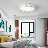Drum Metal Flush Mount Led Ceiling Light In White/Black Traditional Style 17/21.5 Wide