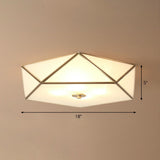 Brass Pentagonal Flushmount Ceiling Lamp: Simplicity Collection - Satin Opal Glass Flush-Mount Light