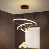 Modern Black Led Circle Pendant Chandelier For Restaurants / 23.5