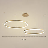 Contemporary Gold Led Chandelier Pendant Light - 2-Layer Metallic Ring Design