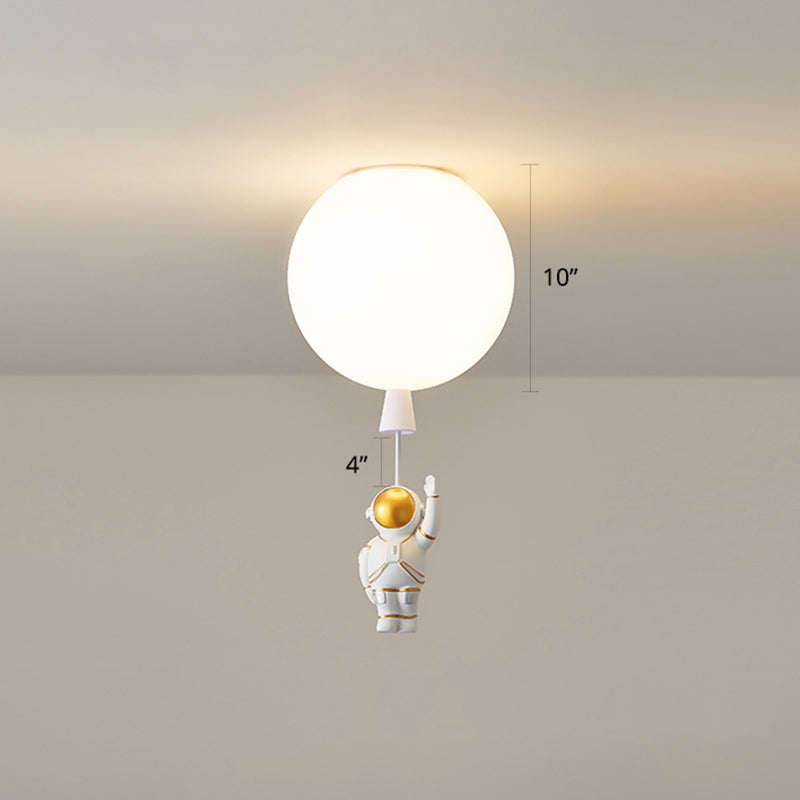 Creative Astronaut Themed Balloon Ceiling Mount Light Silica Gel 1-Bulb Bedroom Flush White / 10 A