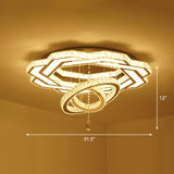 Modern Circular Led Flushmount With Clear Crystal For Living Room Ceiling / 31.5 Flower