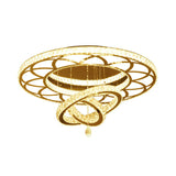 Floral Led Ceiling Light: Contemporary Crystal Clear Semi Flush For Living Room
